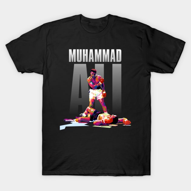 Muhammad Ali Iconic Pose WPAP T-Shirt by awangwidyatama